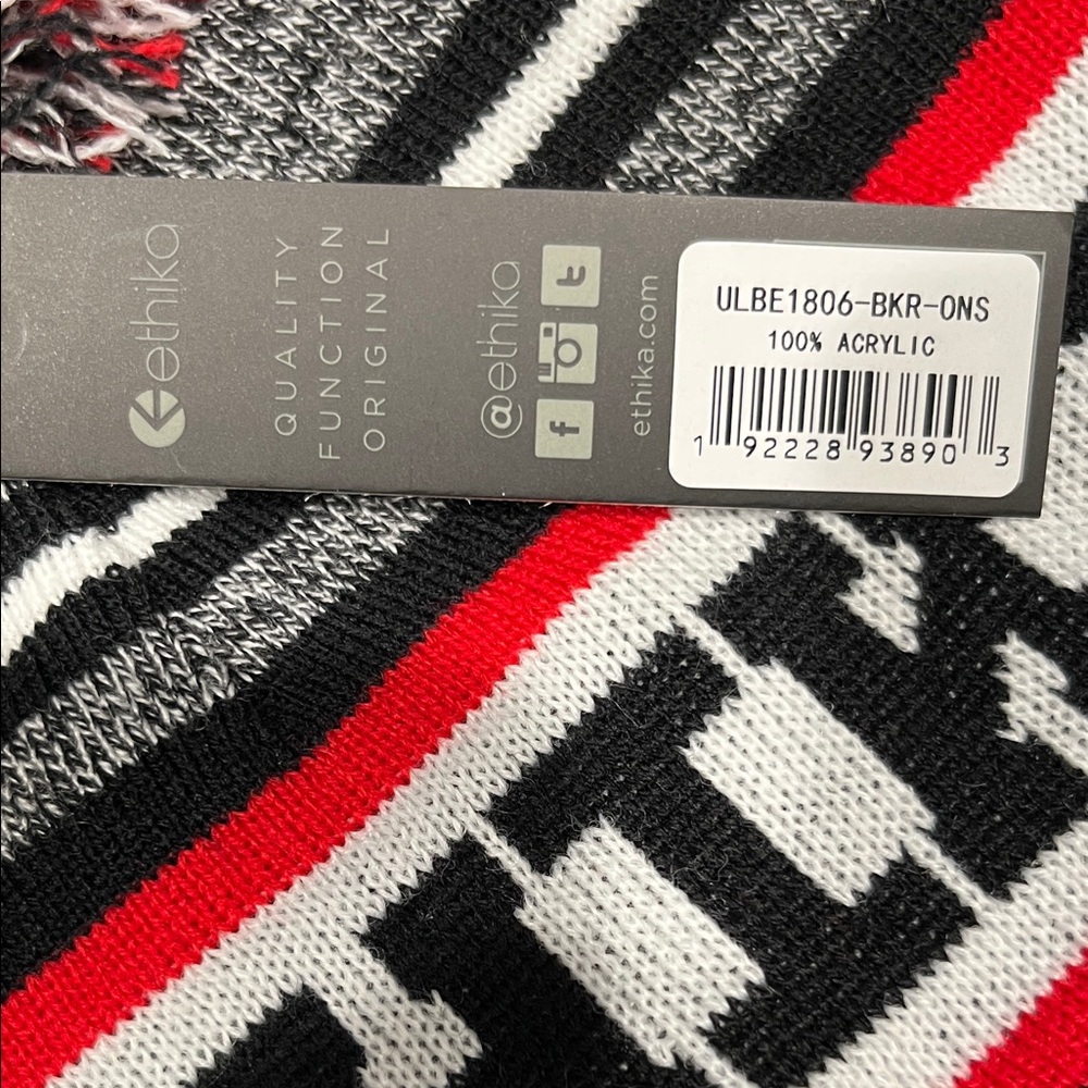 ethika Red Black White Pom Pom Knit Beanie - Picture 6 of 7